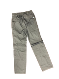 Olive green zip-off convertible cargo pants, white background